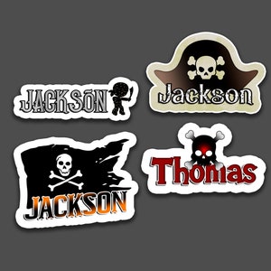 Personalized Pirate Name Sticker: Skull & Crossbones Vinyl Decal