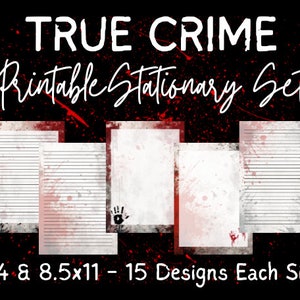 True Crime, Briefpapier Set, druckbares Papier, liniertes Schreibpapier, Blankopapier, digitaler Download, druckbares Briefpapier, Journalpapier