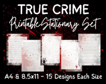 True Crime Stationery Set: Lined & Blank Printable Paper (Digital Download)