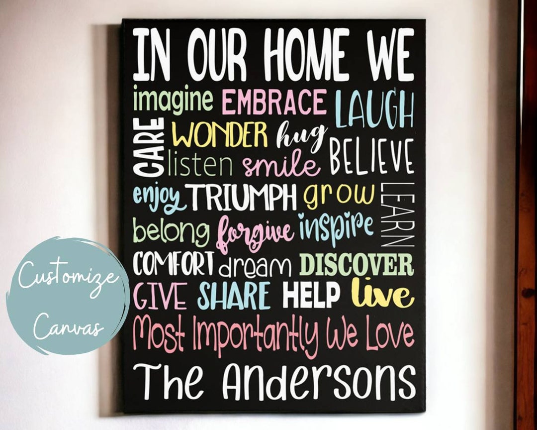 Personalized Family Rules Canvas Sign: Inspirational Home Decor - Etsy