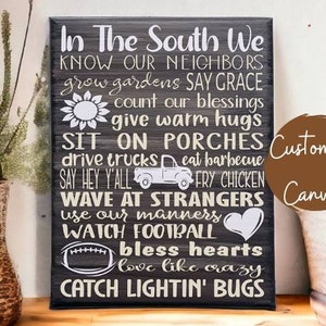 Southern Sayings Canvas Sign: Farmhouse Family Rules Decor