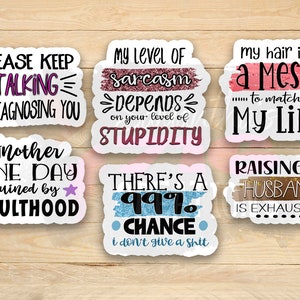 Funny Sarcastic Stickers: Adult Humor Vinyl Decals