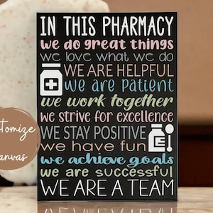 In This Pharmacy Sign, Pharmacist Gift, We Are A Team, Employee Appreciation Gift, Pharmacy Decor, Pharmacy Office Decor, Personalized