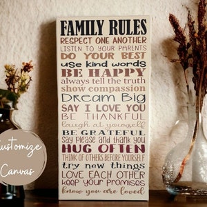 Personalized Family Rules Canvas Sign: Buttermilk & Sienna Home Decor