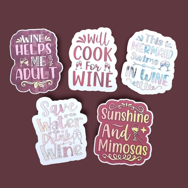 Funny Wine Stickers, Vinyl Stickers, Wine Quotes, Die Cut Stickers, Laptop Stickers, Water Resistant, Bottle Sticker, Wine Lover