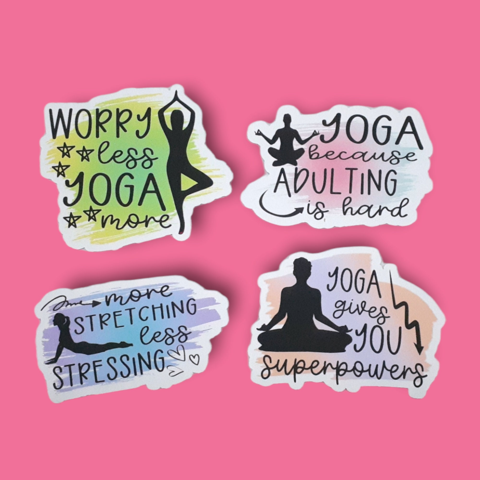 Yoga Phrases & Icons Sticker Sheet - 4x6, Set of 11 Inspirational  Yoga-themed
