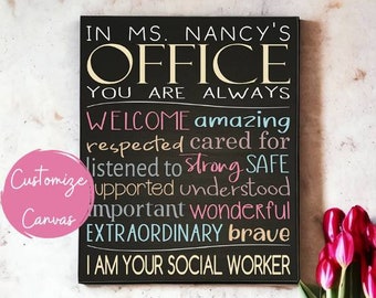 Social Worker Signs For Office, Personalized Office Gift, School Social Worker Office Decor, Social Worker Gift, In This Office, Office Door