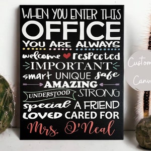 When You Enter This Office, Human Resources Office Decor, Personalized Counselor Office Door Sign, Psychologist Gift, Welcome Sign For