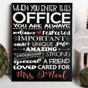 Human Resources Office Decor: Personalized Welcome Canvas Sign