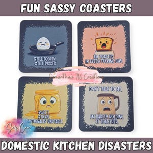 Funny Rude Quote Coasters: Sarcastic Kitchen Humor, Sassy Home Decor
