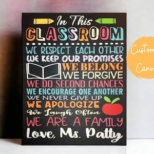 In This Classroom, Classroom Rules Sign, Classroom Decor, Personalized Teacher Signs For Classroom, Back To School Teacher Gift, Christmas