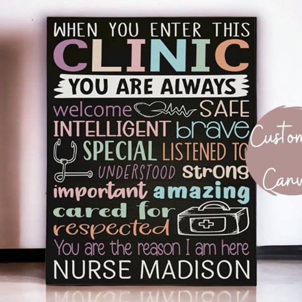 Personalized Clinic Canvas Sign: Medical Office Decor, Gift for Nurse