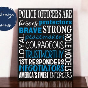 Personalized Police Officer Canvas Sign: Word Art Gift