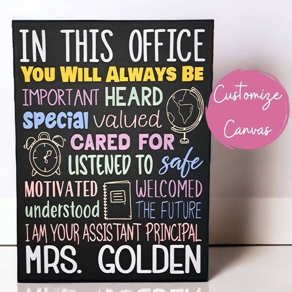 Assistant Principal Office Decor, In This Office You Are, Painted Canvas, Personalized Principal Sign, Assistant Prinicpal Gift, Name Sign