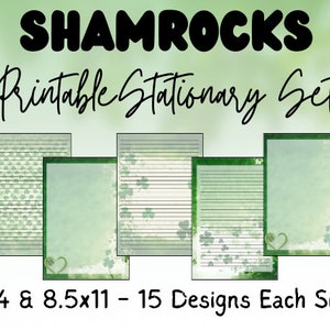 St. Patrick's Day Briefpapier, Shamrocks, bedruckbares Papier, liniertes Schreibpapier, leeres Papier, digitaler Download, bedruckbares Papier
