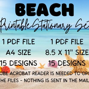 Beach Stationary Set, Printable Paper, Lined Writing Paper, Blank Paper ...