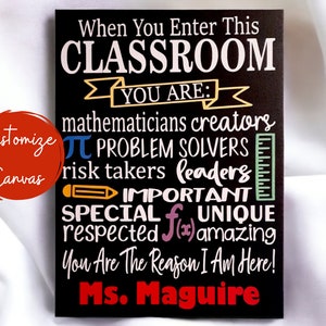 When You Enter This Classroom, Math Teacher Sign, Gift For Math Teacher, Classroom Door Sign, Teacher Appreciation, Mathematics, Personalize