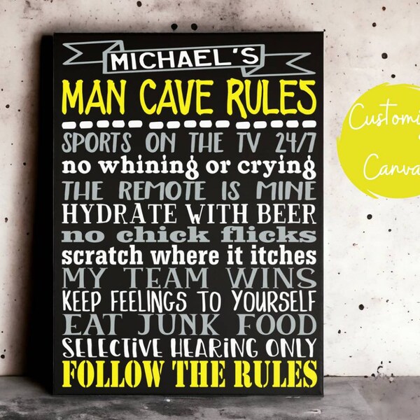 Man Cave Rules Sign Etsy