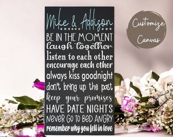 Personalized Couples Canvas Sign, Marriage Quotes, Anniversary Gift