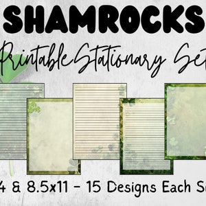 St. Patrick's Day Briefpapier, Shamrocks, bedruckbares Papier, liniertes Schreibpapier, leeres Papier, digitaler Download, bedruckbares Papier