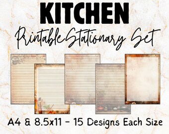 Kitchen Stationery Set: Printable Culinary Paper (Digital Download)