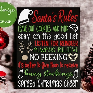 Santa Sign, Santa's Rules, Christmas Rules, Christmas Kids Decor, Holiday Decor Christmas, Gift For Family, Personalized, Custom Christmas