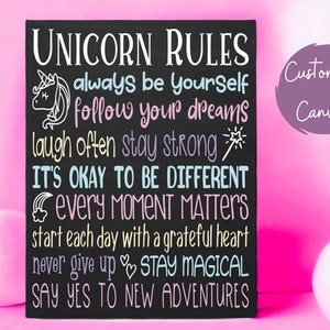 Unicorn Decor For Girls Room, Unicorn Nursery Decor, Motivatonal Quotes For Girls, Unicorn Gift Personalized, Girls Bedroom Over The Bed