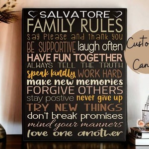 Custom Family Rules Canvas Sign: Personalized Home Decor