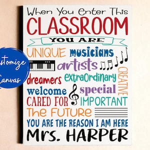 When You Enter This Classroom, Music Classroom Decor, Gift For Music Teacher, Music Education, Personalized Teacher Welcome Sign, Band Room