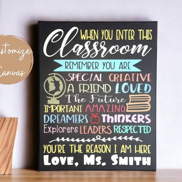 When You Enter This Classroom, Teacher Gifts Personalized, High School Classroom Sign, Teacher Signs Hanging, Gift For Teacher Christmas
