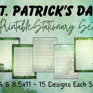 St. Patrick's Day Briefpapier, Druckbares Papier, Gefüttert, Schreibpapier, Digital Download, Druckbares Briefpapier, Journal Papier