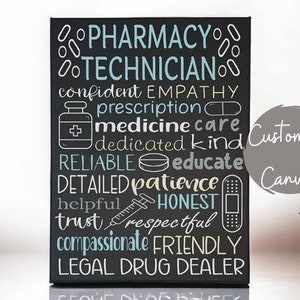 Personalized Pharmacy Technician Sign: Painted Canvas Gift