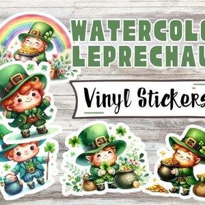 Watercolor Leprechaun Vinyl Stickers - St. Patrick&#39;s Day Decor