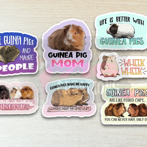 Guinea Pig Stickers, Vinyl Stickers, Water Resistant, Wheek Wheek, Laptop Stickers, Guinea Pig Accessory, Cute Stickers, Animal Stickers