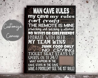 Plaque murale rétro en métal Man Cave Rules pour