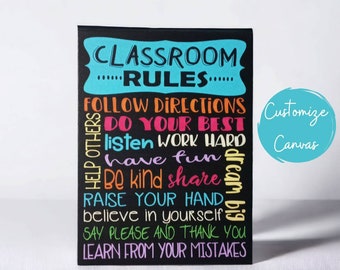 Classroom Rules Sign, Elementary Classroom Decor, Middle School, Gift For Teacher, Classroom Expectations, Custom Classroom Sign