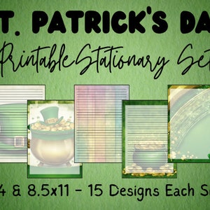 St. Patrick's Day Briefpapier, druckbares Papier, liniertes Schreibpapier, leeres Papier, digitaler Download, druckbares Briefpapier, Feiertagspapier