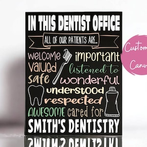 Personalized Dentist Office Canvas Sign: Dental Hygienist Gift