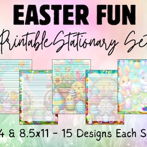 Ostern Briefpapier, buntes Papier, Frühling Briefpapier, liniert, leeres Papier, digitaler Download, Journal Papier, Urlaub
