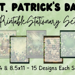 St. Patrick's Day Briefpapier, druckbares Papier, liniertes Schreibpapier, leeres Papier, digitaler Download druckbares Papier, irisches Papier