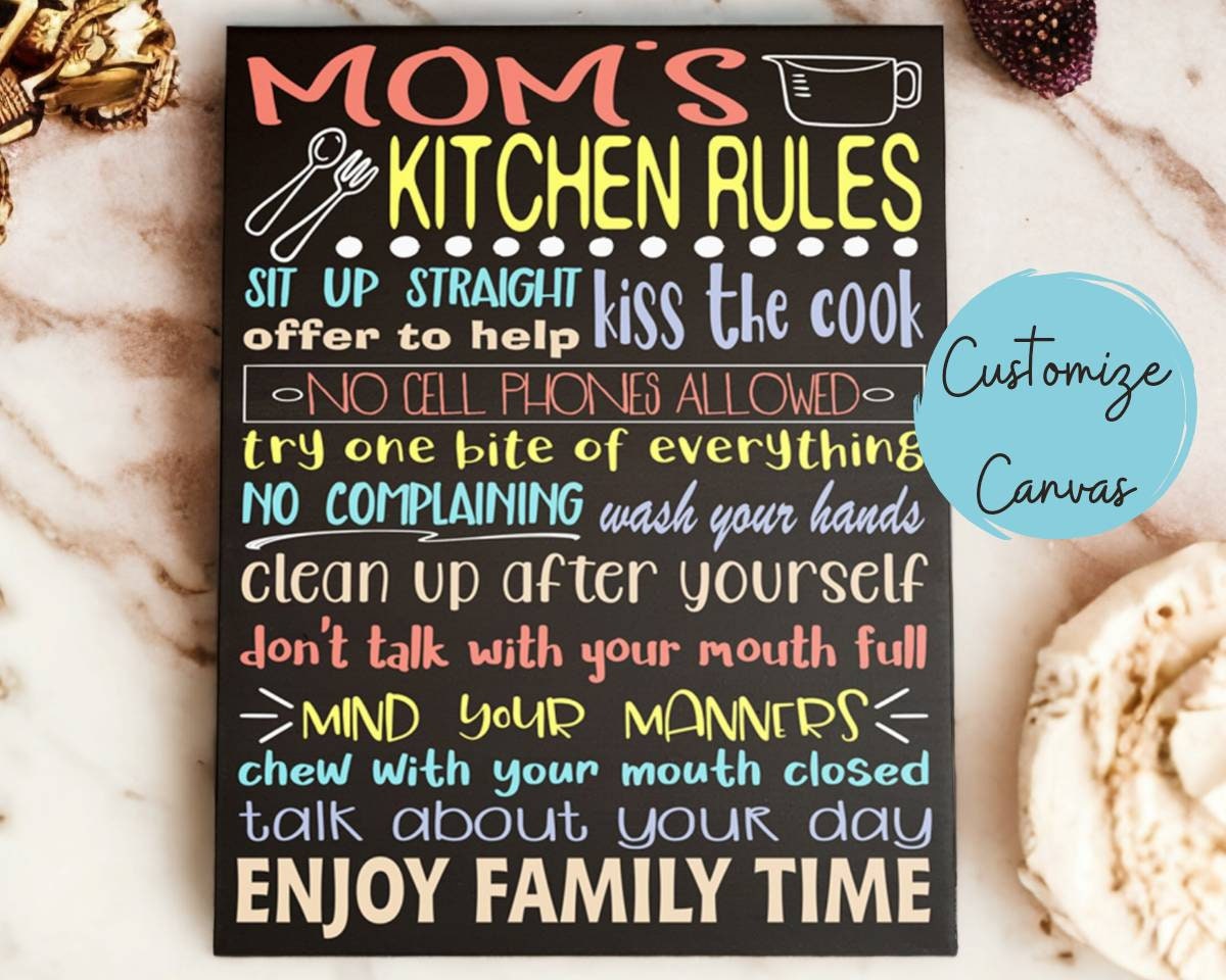 TWO 8x12 TIN SIGNS Funny kitchen rules dinner cooking meals family mom  mother