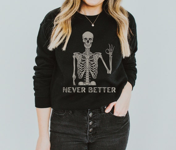 Skeleton Sweatshirt Skull Tee - Etsy