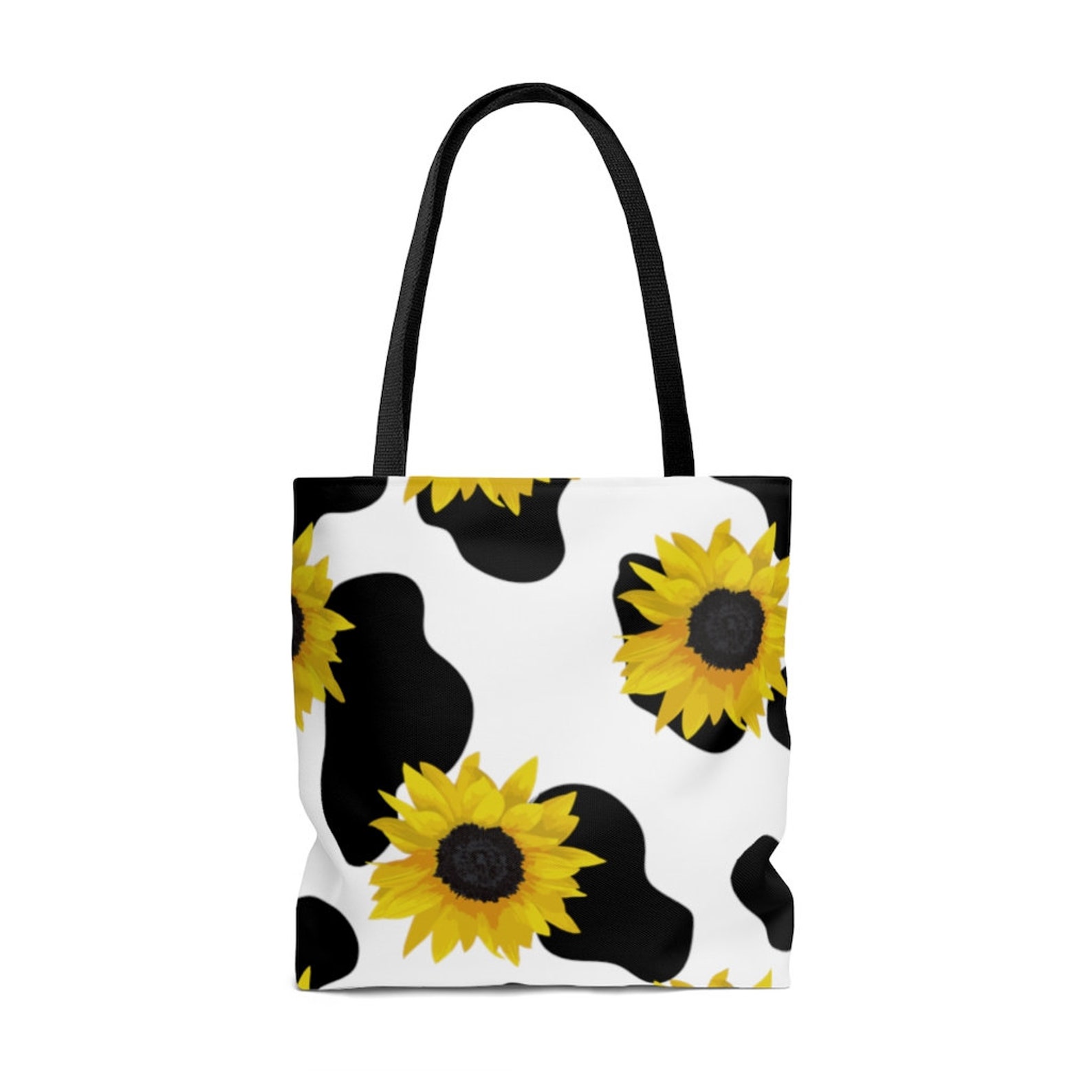 Cow Print Tote Sunflower Tote Cow Print and Sunflower Tote | Etsy
