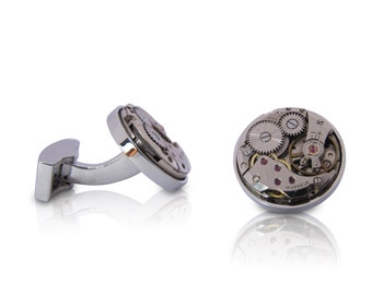 Watch cufflink, cufflinks, watch movement, cufflink blank, cufflink back