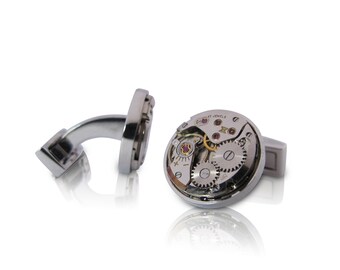 Watch cufflink, cufflinks, watch movement, cufflink blank, cufflink back