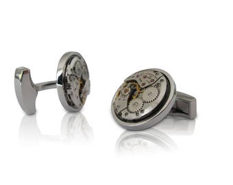 Watch cufflink, cufflinks, watch movement, cufflink blank, cufflink back