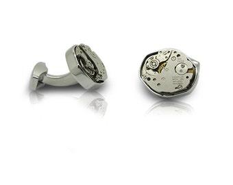 Watch cufflink, cufflinks, watch movement, cufflink blank, cufflink back