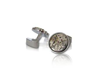 Watch cufflink, cufflinks, watch movement, cufflink blank, cufflink back