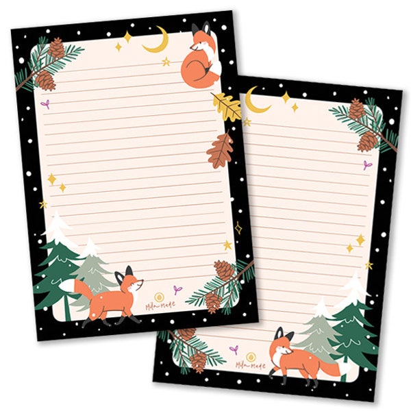 Fox Winter Double-sided Notepad