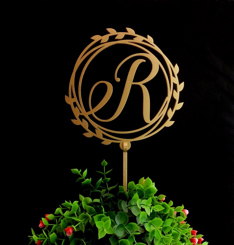 Gold Monogram Cake Toppers Monogram Wedding Cake Topper Etsy